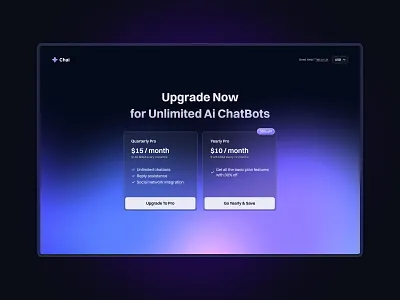 Ai Chatbot Pricing Page ai chatbot dark theme gradient pricing plan ui design upgrade web design