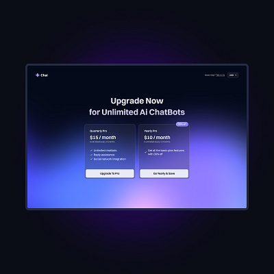 Ai Chatbot Pricing Page ai chatbot dark theme gradient pricing plan ui design upgrade web design