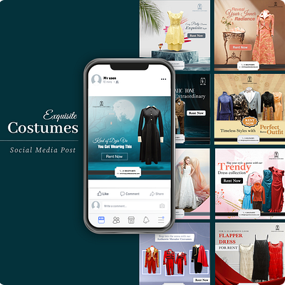 Exquisite costume for rent Social media Creative branding design dress social media post graphic design illustration illustrator photoshop post social media creative vector