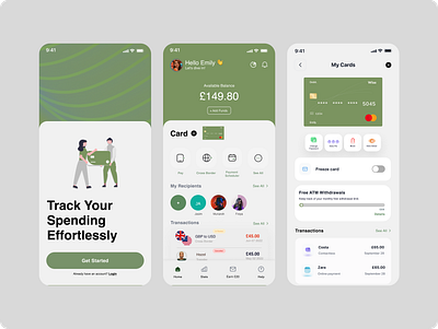 Fintech App UI Design – Effortlessly Track, Pay, and Save e wallet finance ui