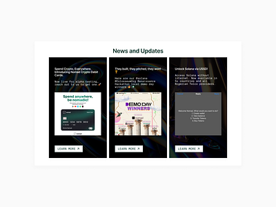 📰 News & Updates Section Design for Nomad Landing Page. design landing page landing page design minimal news and updates section ui ui design web web design website website design