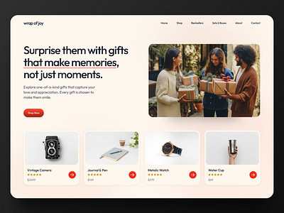 Hero section UI design of an ecommerce landing page ecommerce gift hero section landing page shop ui ui desing uiux web design web ui