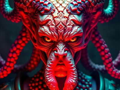 Tentacled Nightmare: The Demon Queen's Digital Armor 8k animation armor demon digital art female freepik fusion hd hdr high definition high resolution honeycomb horror nightmare scary tracingflock woman