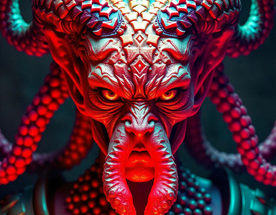 Tentacled Nightmare: The Demon Queen's Digital Armor 8k animation armor demon digital art female freepik fusion hd hdr high definition high resolution honeycomb horror nightmare scary tracingflock woman