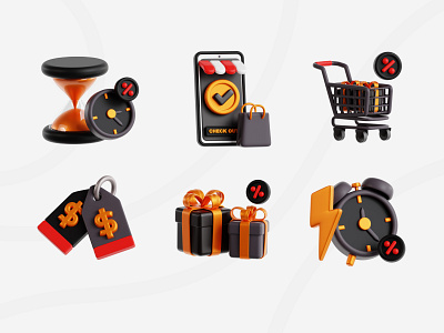 Black Friday 3D Icon Pack 3d 3d icon 3d illustration black friday black friday icon blender design assets eklip studio icon design icons illustration