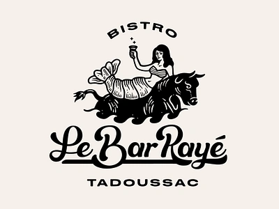 Le Bar Rayé branding bull design graphic design illustration lettering lobster lady lobster tail logo logo design restaurant branding seafood surf and turf typography vector