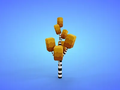 Voxel Tree 7.2 Model - 3D Lowpoly Game Asset 3d 3d model autumn fantasy game asset lowpoly magicavoxel voxedit voxel art yellow