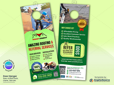 Roofing & Referral Service Door Hanger Canva Design canva door hanger design new roof installing door hanger re roofing door hanger design roof repair door hanger roof repairing door hanger roofing door hanger design roofing experts door hanger