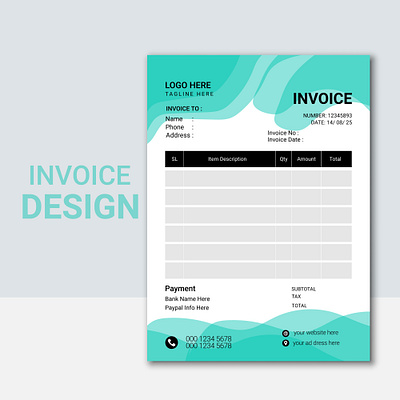 Invoice Design 3d advertising animation brand design brand identity branding business card flyer graphic design invoice design latterhead logo marketing motion graphics social media post template