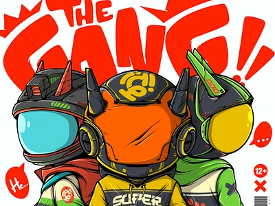 THE GANG apparel art artprint character clothing cyberpunk design icon illustration merchandise nft poster robot streetart urbanart