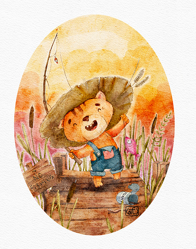 Cat Sawyer character childrens illustration illustration kidlit picture book watercolor