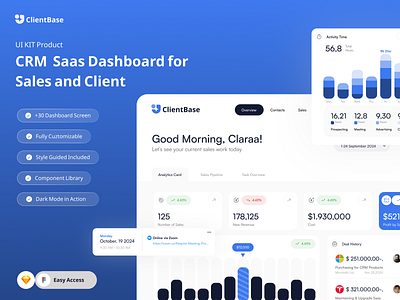 📊 Introducing ClientBase - CRM Dashboard UI Kit 🚀 app blue branding busines business development clean client clientbase crm dashboar design flat icon illustration product saas sales simple ui ui8