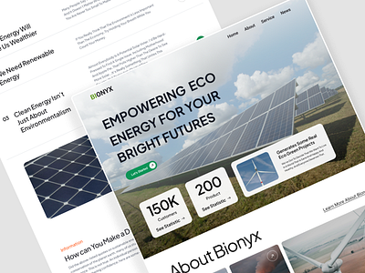 Bionyx : Renewable Energy Company Landing Page agency clean energy company design illustration interface landing landing page mobile renewable energy solar panel solar system startup ui ui design uiux