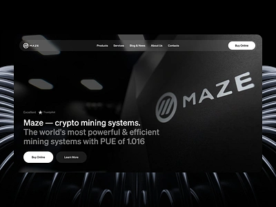 Maze miners hero section design blockchain crypto miner