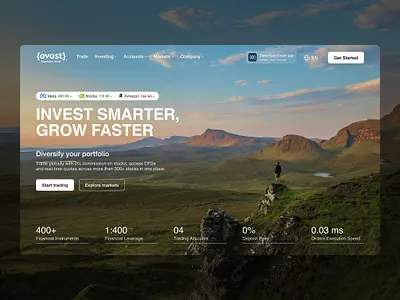 Trading broker hero section concept cfd crypto fintech invest investing trading