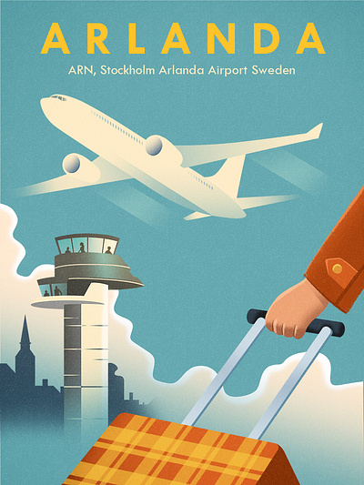 Arlanda Airport aviation branding design graphic graphic art illustrat illustration poster poster design retro vintage