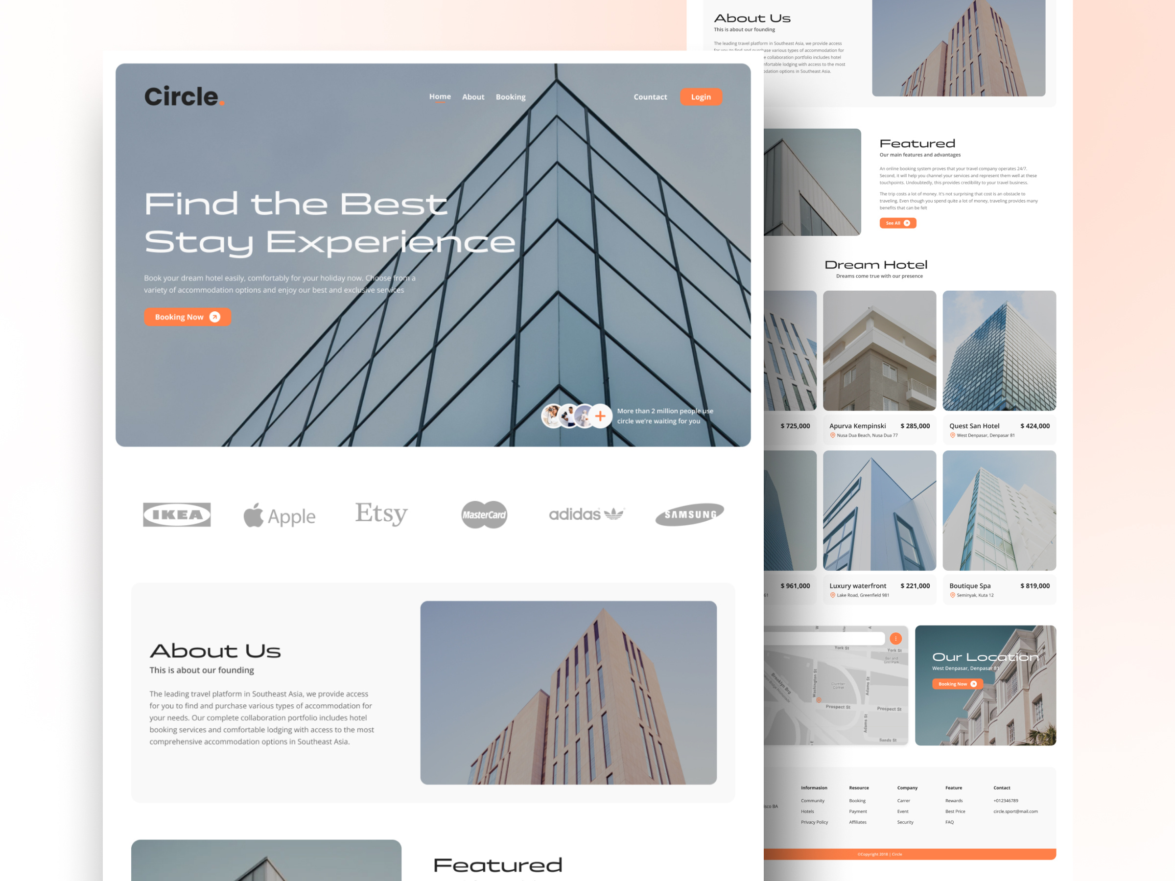 Circle - Booking Hotel - Landing Page booking full page image hotel landing page ui design website