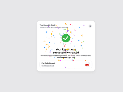 Report Generated Successfully 🎉 design download figma popup portfolio report success ui ux