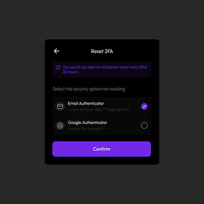 2FA Reset 2fa modal reset uidesign