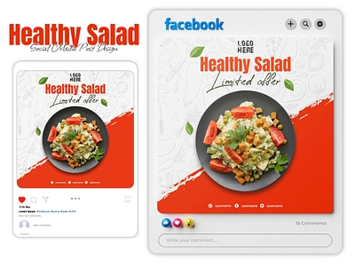 " Healthy Salad " Social Media Post Design ads design facebook ads design instagram ads post design poster poster designer social media social media designer