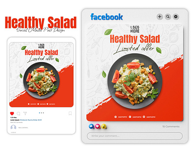 " Healthy Salad " Social Media Post Design ads design facebook ads design instagram ads post design poster poster designer social media social media designer