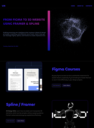 VM: 3D Website Concept Using Framer & Spline 3d design graphic design logo ui ux website