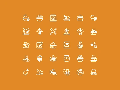 Thanksgiving Icon Pack art autumn design eklip studio fall graphic design holiday icons illustration pumpkin thanksgiving turkey ui