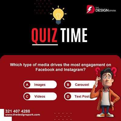 Quiz Time! Test Your Social Media Knowledge! apparel branding carousel design energy graphic design illustration logo merch ui vector