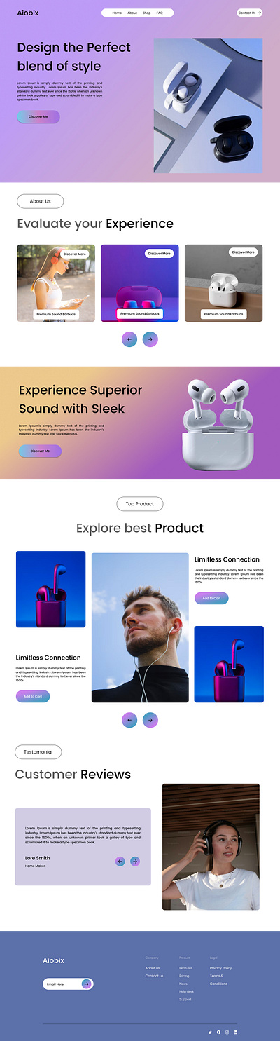 Sleek Audio Experience - Modern Landing Page Design branding logo ui