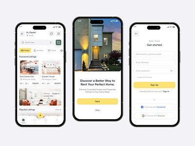 Rent Finder Mobile App Ui app design clean concept design home rental hotel house finder house rental app mobile app mobile app design real estate rent finder rental ui ux ux casestudy webdesign website