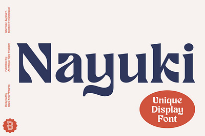 Nayuki - Unique Display Font alphabet alternate branding creative decorative design display elegant font groovy logo luxury playful retro serif trendy typeface typography ui unique