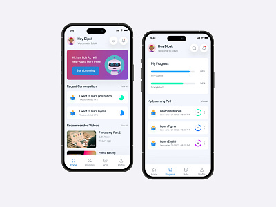 EduAI: A Personalized Learning Experience ai app app design clean concept design digital learning dipak deb nath dipakuiux edtech education app learning app mobile app design ui uiux ux webdesign website