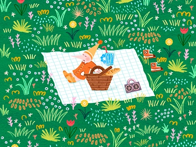 It’s Picnic Time art artwork baguette basket cup design flower grass illust illustration ipad line mat peachtober24 photoshop picnic radio relax shoes tweetyheather