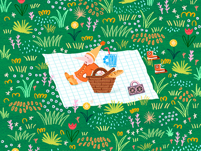 It’s Picnic Time art artwork baguette basket cup design flower grass illust illustration ipad line mat peachtober24 photoshop picnic radio relax shoes tweetyheather