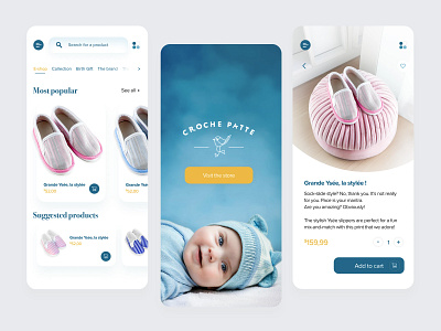 Croche Patte: The Baby Slippers Boutique baby branding graphic design prototyping responsive design user experience user interface