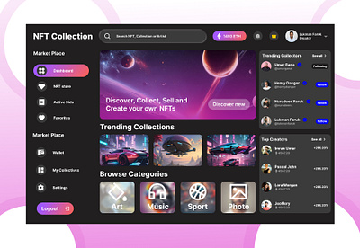 NFT Marketplace Dashboard UI/UX Design banking website design graphic design ui uiux ux