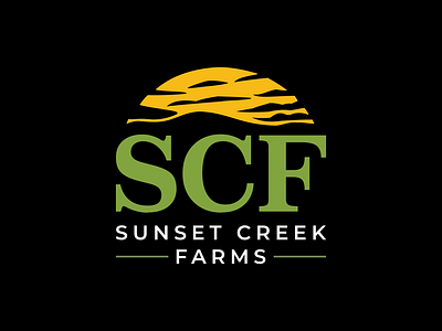 Modern Rustic Logo for "Sunset Creek Farms" | Agricultural Brand agriculture logo country logo earthy logo eco logo farm branding farm logo green business logo landscape logo logo design minimalist logo modern farm logo natural logo nature logo organic logo outdoor logo rural logo rustic logo scf logo sunset logo sustainable branding