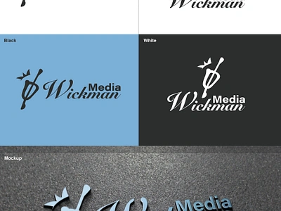 Wickman Media logo design beautiful color combination crown graphic design logo design logo designer megical minimal mockup presentation simple wand