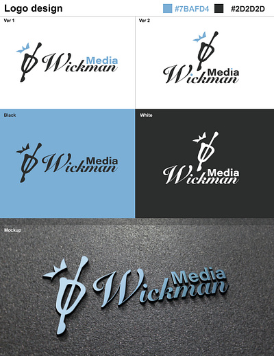 Wickman Media logo design beautiful color combination crown graphic design logo design logo designer megical minimal mockup presentation simple wand