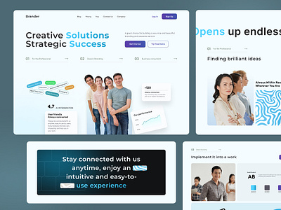 Landing Page For Brander agency ai blue branding creative header hero section landing page layout minimal modrn simple startup supitar ui ux web