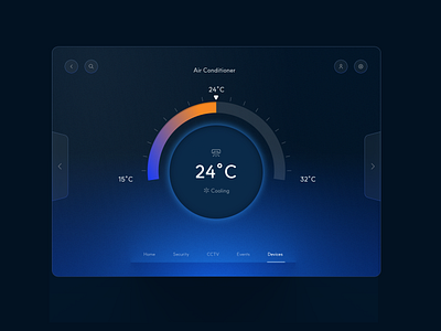 Air Conditioner Settings - Smart Home UI air conditioning app design ephemeral home app iot modern monitoring product design remote control saas semi transparent settings screen smart app smart devices smart home timeless ui uixu user interface ux