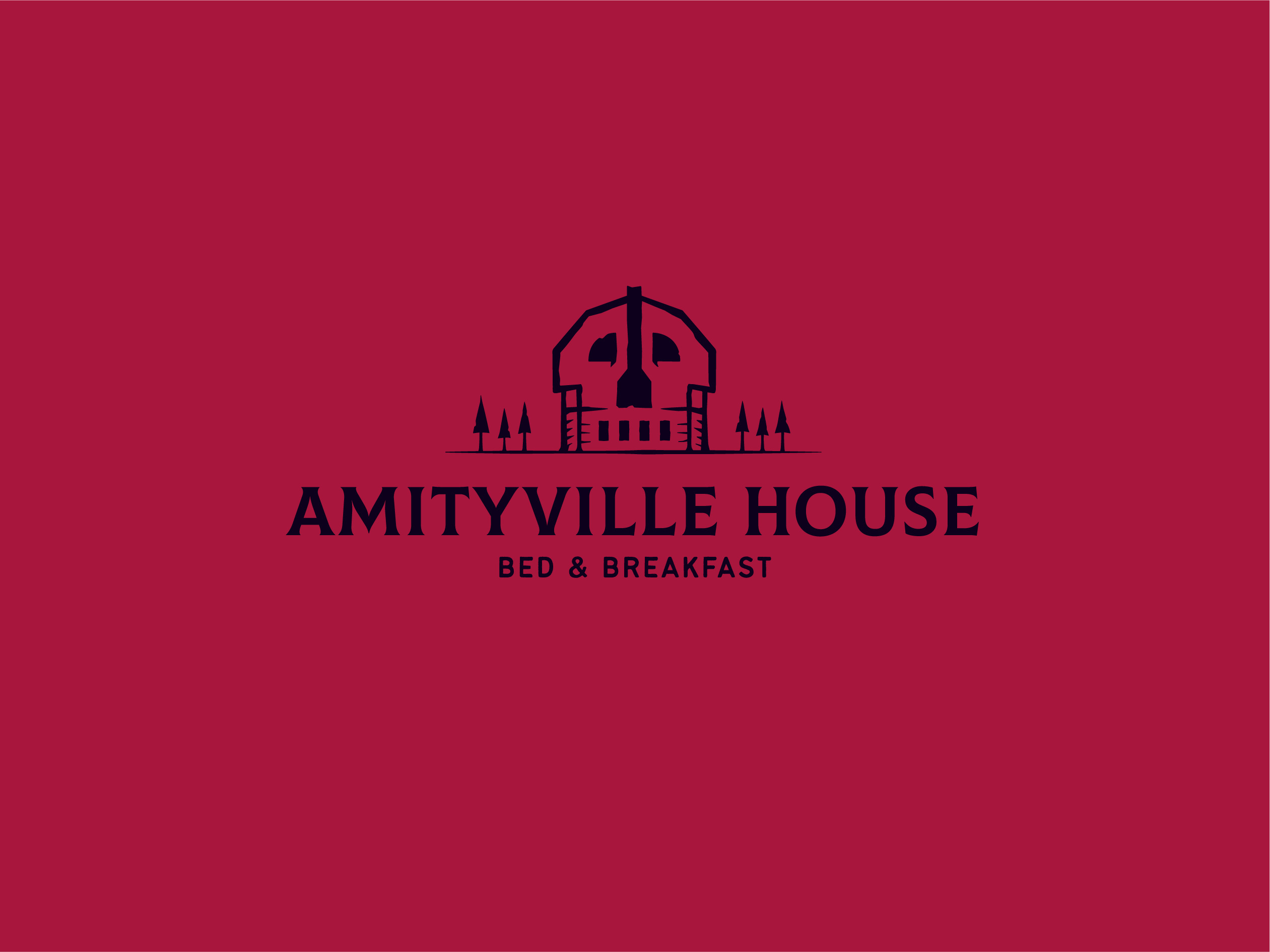 Amityville House Bed & Breakfast amityville bed breakfast branding business card design graphic design halloween horror hotel house illustration illustrator logo scary skull typography vector