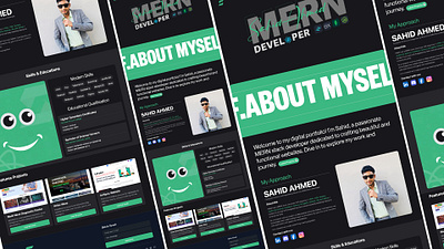 Modern Dark Theme Portfolio Design for Web Developers 3d animation branding modern ui web design web development website