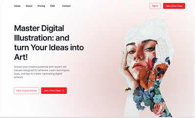 Landing page for digital illustration course artist course digital illustrations landing page uxui