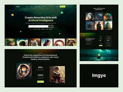 Imgye - AI Image Generator Landing Page ai artificial branding business creative design figma landing page themevally ui uiux