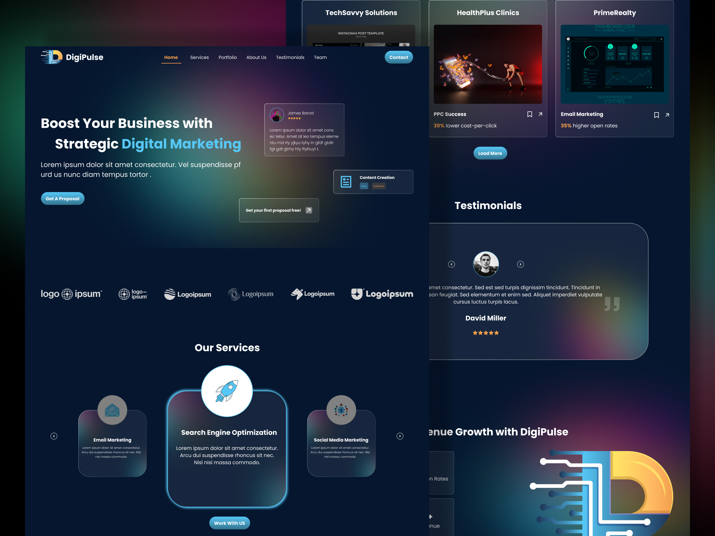 Digital Marketing Landing Page Design digital marketing agency digital marketing landing page digital marketing web design digital marketing website design prototype ui ux design user experience user interface wireframe
