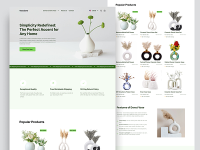 VaseZone: Minimalist E-Commerce Website for Modern Home Decor e commerce minimalist product design responsive uxui vase web design website