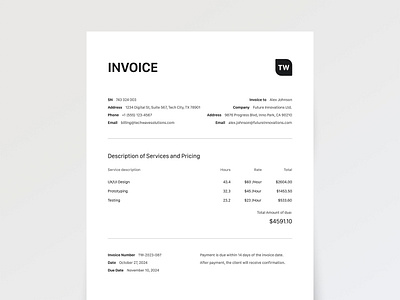 Invoice a4 branding data design doc grayscale invoice maket paper parking prices print service text ui ux white