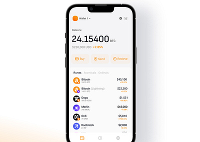 Mobile wallet for BTC Design bitcoin crypto crypto wallet graphic design mobile wallet ui uiux