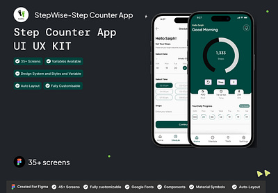 StepWise - Step Counter App autolayout design design system figma step counter step wise typography ui ui ux designer